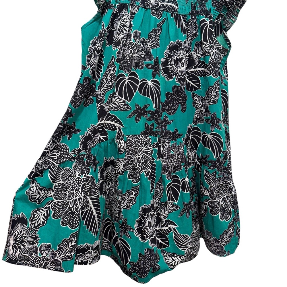 Love the Label Mini Dress Boho Floral Resortwear Preppy Green Black Sz S - Picture 7 of 16